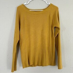 Express Mustard Yellow Ribbed Sweater Casual Comfy Fall XL